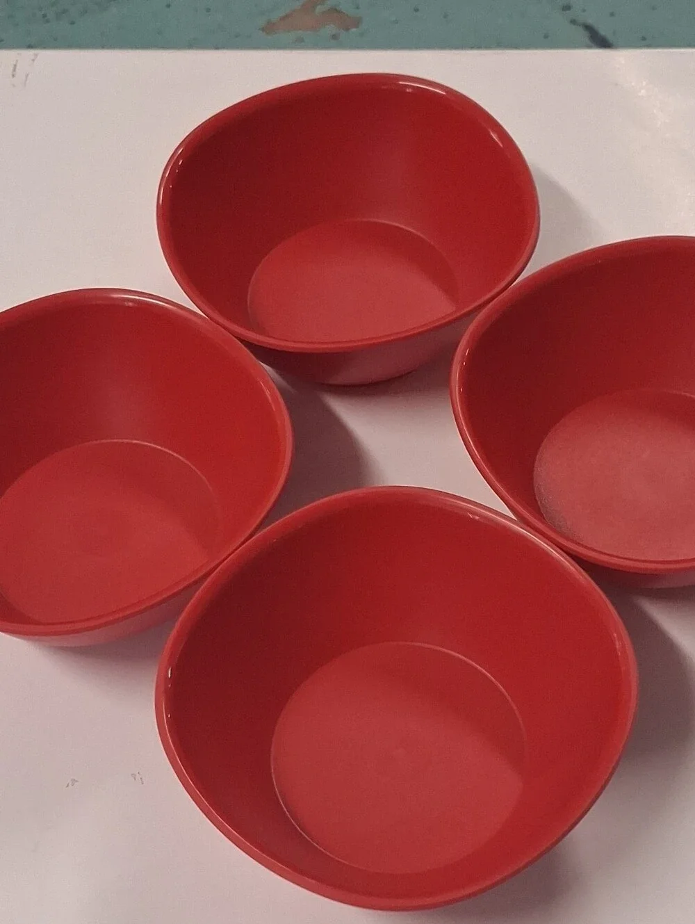 Red Plastic Serving Bowls - Set of 4